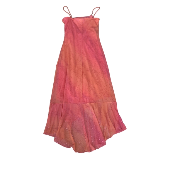 EUC Vintage Taboo women's hot orange pink sparkling fishtail midi dress S - Picture 8 of 16